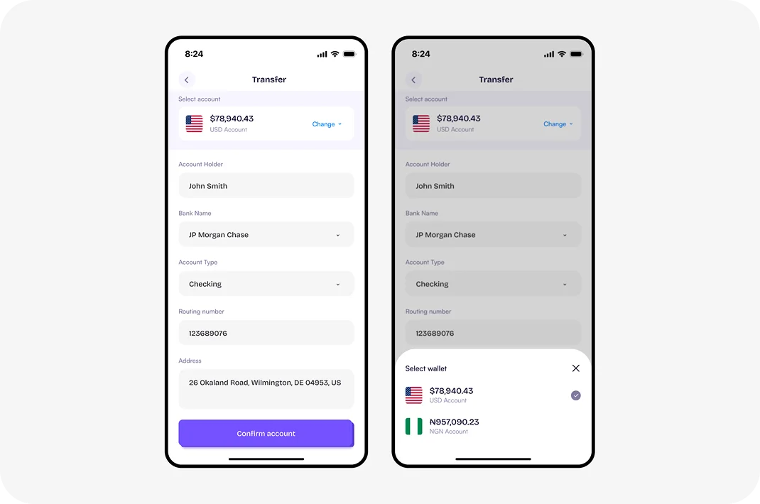 transfer form screens