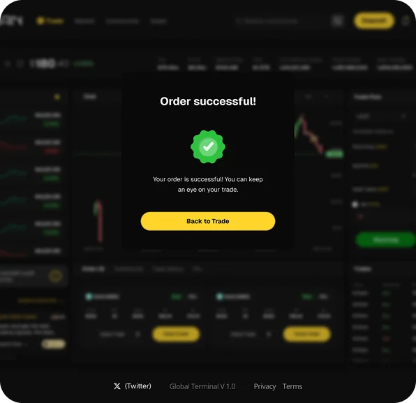 Trading terminal order confirmation